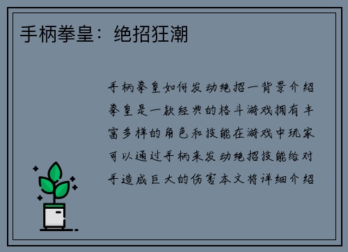 手柄拳皇:绝招狂潮