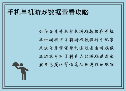 手机单机游戏数据查看攻略